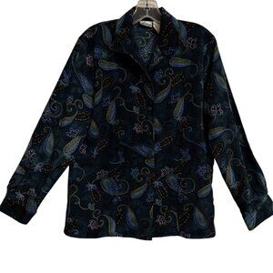 Anna Polyester Blue Paisley Blouse SZ Medium Office‎ Career